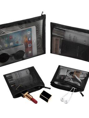 Mesh Pouch, Make up Bag with Zipper Cosmetic Organizer Pouch for Daily or Travel